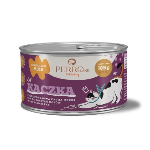 PERROland CATering Kaczka – pełnoporcjowa mokra karma dla kota, mus, 185 g