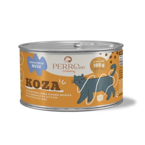 PERROland CATering Koza – pełnoporcjowa mokra karma dla kota, mus, 185 g