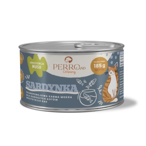 PERROland CATering Sardynka – pełnoporcjowa mokra karma dla kota, mus, 185 g