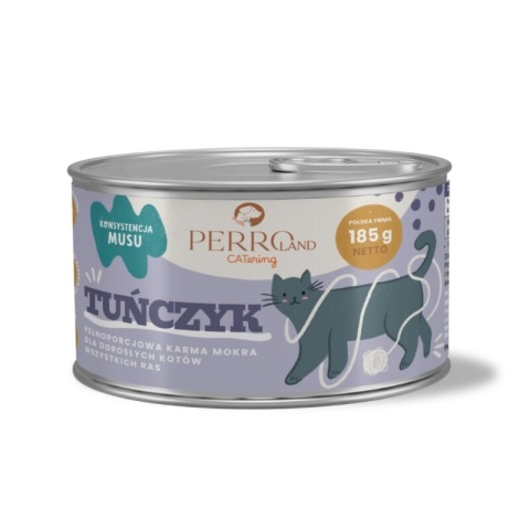 PERROland CATering Tuńczyk – pełnoporcjowa mokra karma dla kota, mus, 185 g