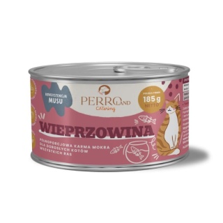 PERROland CATering Wieprzowina – pełnoporcjowa mokra karma dla kota, mus, 185 g
