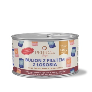 PERROland Soups Bulion z łososia – karma uzupełniająca dla psa i kota, 140 g