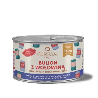 PERROland Soups Bulion z wołowiną – karma uzupełniająca dla psa i kota, 140 g