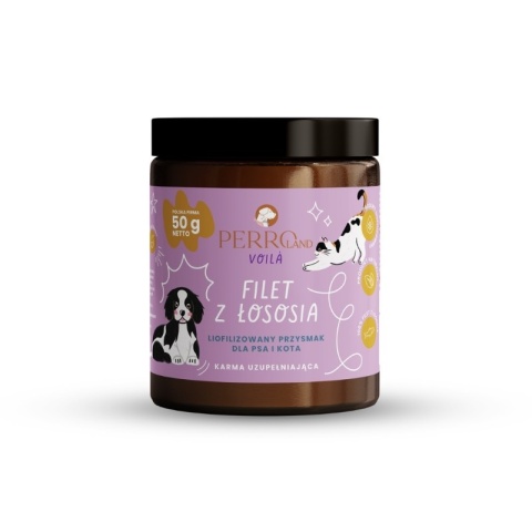 PERROland Voilà Filet z łososia – liofilizowany przysmak dla psa i kota, 50 g