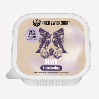 Paka Zwierzaka Indyk i żurawina – mokra karma dla psa, tacka 150 g