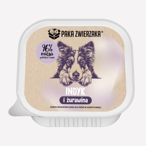 Paka Zwierzaka Indyk i żurawina – mokra karma dla psa, tacka 150 g