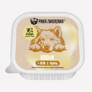 Paka Zwierzaka Królik i dzik z dynią – mokra karma dla psa, tacka 150 g