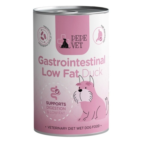 Paka Zwierzaka Karma mokra PEPE VET Gastrointestinal Low Fat kaczka 400g