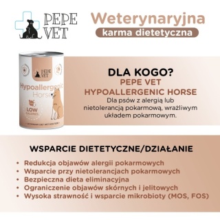 Paka Zwierzaka Karma mokra PEPE VET Hypoallergenic Koń 400g