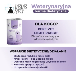 Paka Zwierzaka Karma mokra PEPE VET Light Królik 400g