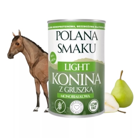 Polana Smaku LIGHT Konina z gruszką – pełnoporcjowa karma mokra dla psa, 400 g