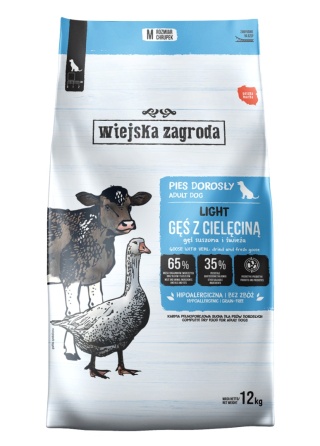Wiejska Zagroda Karma sucha dla psa Light Gęsina z cielęciną (dorosły) 12kg