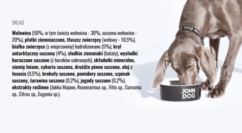John Dog sucha dla psa Wołowina z krylem Berry Line małe i średnie rasy 3 kg