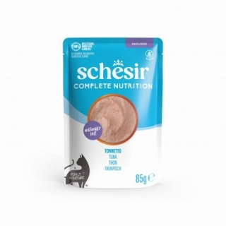 Schesir Complete Nutrition Tuńczyk – pełnoporcjowa karma mokra dla kota, mus, 85 g
