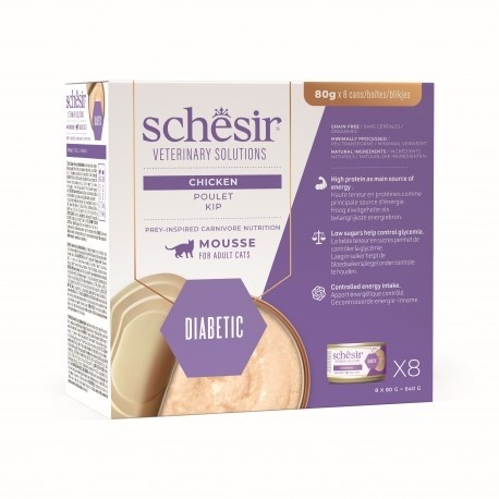Schesir Veterinary Solutions Diabetic Kurczak w Musie 80 g – dietetyczna karma mokra dla kota