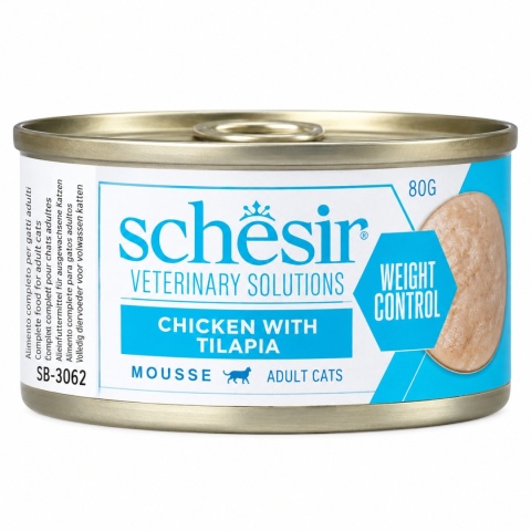 Schesir Veterinary Solutions Weight Control Kurczak z Tilapią w Musie 80 g – dietetyczna karma mokra dla kota