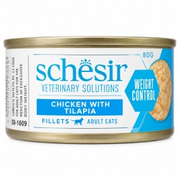 Schesir Veterinary Solutions Weight Control Kurczak z Tilapią w Bulionie 80 g – dietetyczna karma mokra dla kota