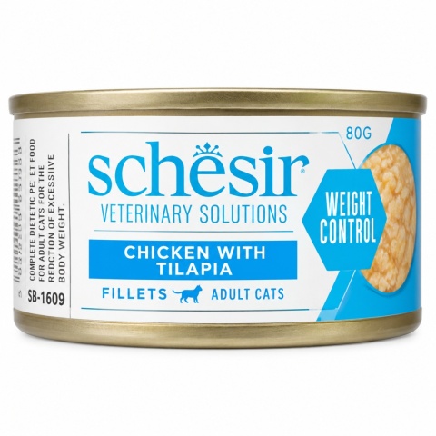 Schesir Veterinary Solutions Weight Control Kurczak z Tilapią w Bulionie 80 g – dietetyczna karma mokra dla kota