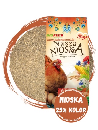 Biofeed Nioska Kolor 25% 10 kg – koncentrat paszowy dla kur niosek na dobrą nieśność i wybarwienie żółtek