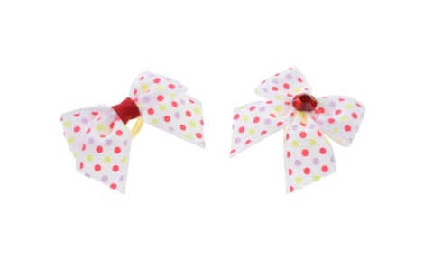 Blovi Bows Polka White - białe kokardki w kropeczki dla psa, na gumce