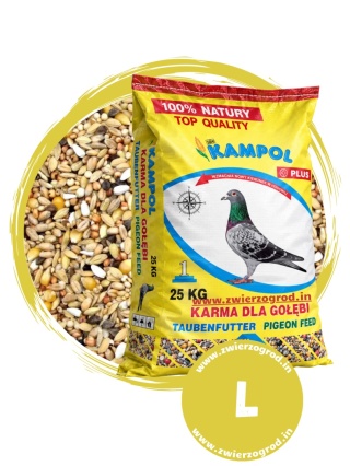 Kampol Karma dla Gołębi Lekkostrawna z Popcornem L 25kg– mieszanka dietetyczna na odpoczynek i regenerację