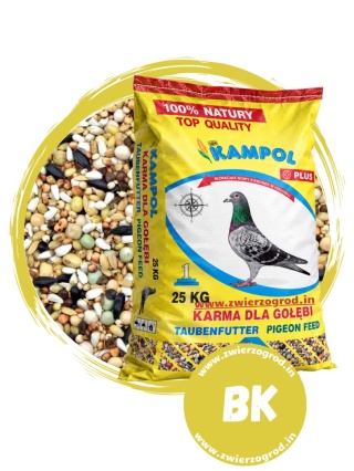Kampol Karma dla Gołębi Bez Kukurydzy i Pszenicy BK 25kg – uniwersalna mieszanka ziarnowa z grochem i sorgo