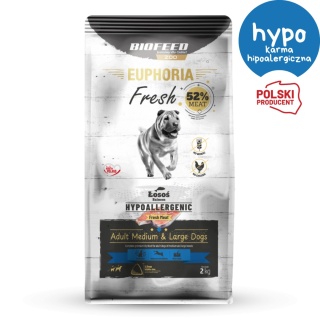 Karma sucha dla psów Łosoś EUPHORIA Fresh Salmon Hypoallergenic (średnie i duże rasy) 2 kg