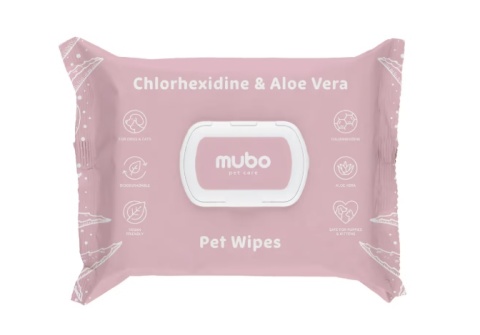Mubo Chlorhexidine & Aloe Vera Pet Wipes 100szt. - chusteczki z chlorheksydyną i aloesem dla psa i kota, 15x30cm