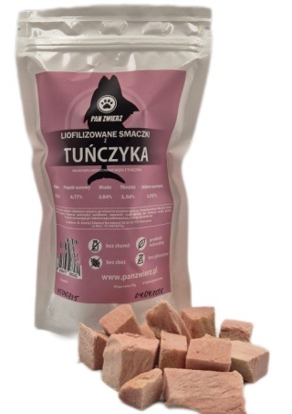 Pan Zwierz Liofilizowane Smaczki z Tuńczyka 70 g – naturalne przysmaki dla psa i kota, 100% fileta z tuńczyka