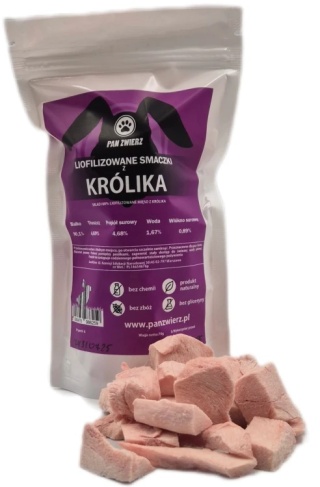 Pan Zwierz Liofilizowane Smaczki z Królika 70 g – naturalne przysmaki dla psa i kota, 100% mięsa