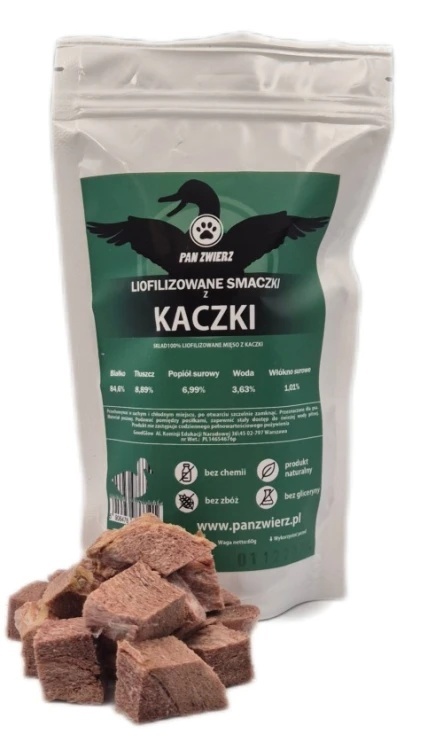 Pan Zwierz Liofilizowane Smaczki z Kaczki 70 g – naturalne przysmaki dla psa i kota, 100% piersi kaczki