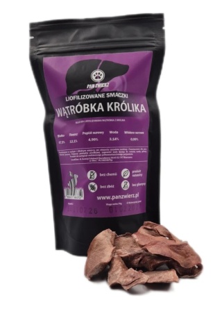 Pan Zwierz Liofilizowana Wątróbka Królika 70 g – naturalne przysmaki dla psa i kota, 100% wątróbki