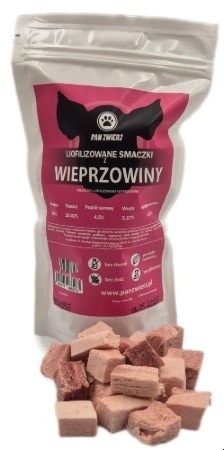 Pan Zwierz Liofilizowane Smaczki z Wieprzowiny – naturalne przysmaki dla psa i kota, 100% mięsa
