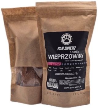 Pan Zwierz Smaczki z Wieprzowiny 25 g – naturalne suszone przysmaki dla psa i kota, 100% mięsa