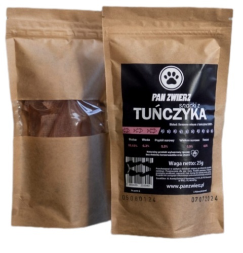 Pan Zwierz Smaczki z Tuńczyka 25 g – naturalne suszone przysmaki dla psa i kota, 100% ryby