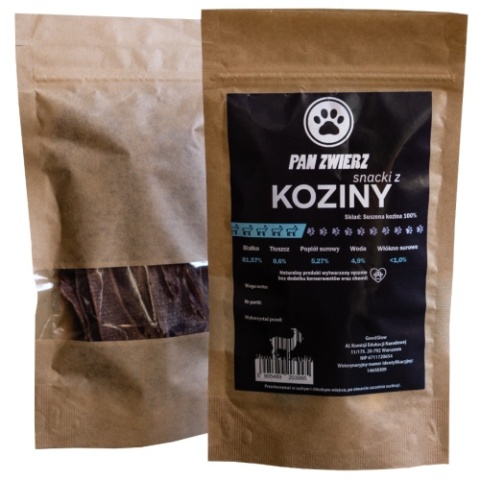 Pan Zwierz Smaczki z Koziny 25 g – naturalne suszone przysmaki dla psa i kota, 100% mięsa