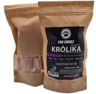 Pan Zwierz Smaczki z Królika 25 g – naturalne suszone przysmaki dla psa i kota, 100% mięsa