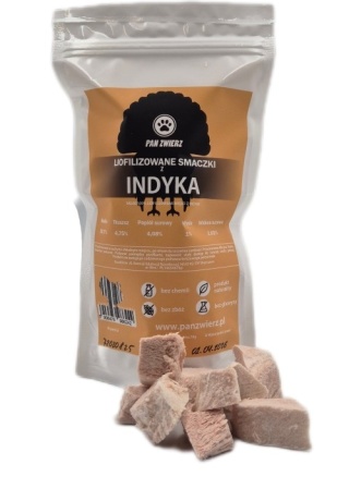 Pan Zwierz Liofilizowane Smaczki z Indyka 70 g – naturalne przysmaki dla psa i kota, 100% mięsa