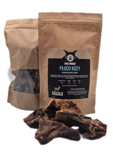 Pan Zwierz Suszone Płuca Kozy 200 g – naturalny gryzak i przysmak dla psa, 100% koziny