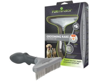 Furminator Grooming Rake - szeroki grzebień, zgrzebło z obrotowymi ząbkami dla psów i kotów