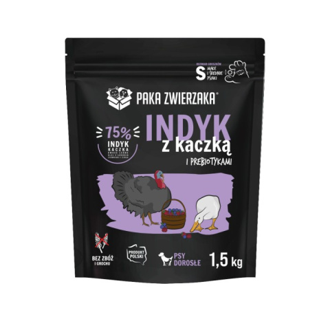 Paka Zwierzaka Karma sucha Indyk z kaczką "S" 1,5kg