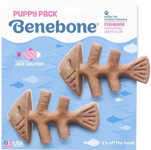 Zestaw gryzaków dla psów o smaku łososia Benebone Fishbone Puppy 12 cm 2 szt Brown