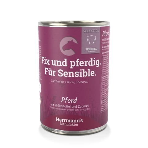 HERRMANN'S Selection Sensitive Dog Pferd - konina z cukinią i batatami, 400 g