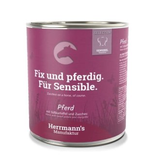 HERRMANN'S Selection Sensitive Dog Pferd - konina z cukinią i batatami, 800 g