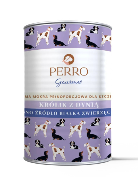 Perro Karma mokra Gourmet JUNIOR Królik z dynią - monobiałkowa formuła dla szczeniąt wszystkich ras 400 g