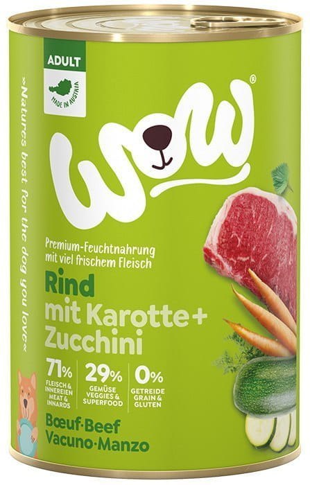 WOW Rind - wołowina z marchewką i cukinią 400 g