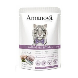 Amanova Cat Sterilised Fish & Turkey - biała ryba i indyk saszetka 85g