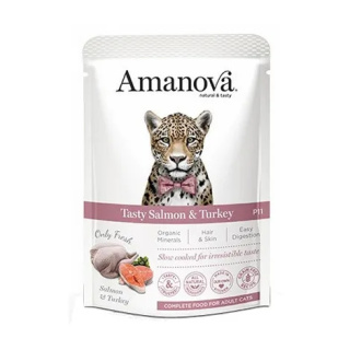 Amanova Cat Tasty Salmon & Turkey - łosoś i indyk saszetka 85g