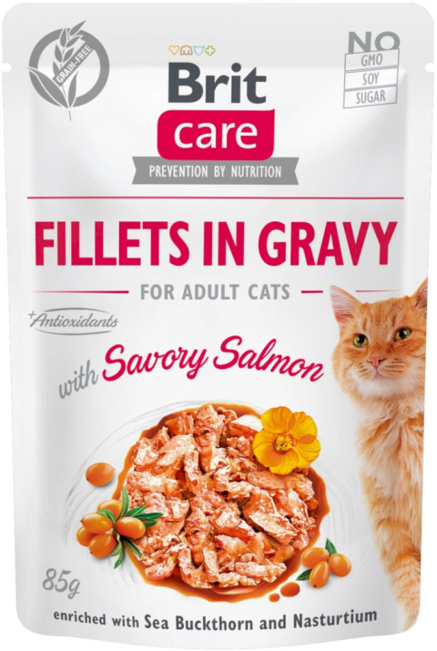 Brit Care Cat Fillets In Gravy Savory Salmon saszetka Filet z łososia w sosie 85g