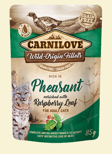 Carnilove Cat Pheasant & Raspberry Leaves - bażant i liście maliny saszetka 85g